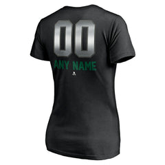 NHL,Custom Dallas Stars Women's Personalized Midnight Mascot Logo V-Neck T-Shirt - Black