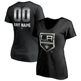 NHL,Custom Los Angeles Kings Women's Personalized Midnight Mascot Logo V-Neck T-Shirt - Black