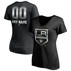 NHL,Custom Los Angeles Kings Women's Personalized Midnight Mascot Logo V-Neck T-Shirt - Black