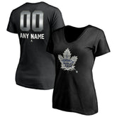NHL,Custom Toronto Maple Leafs Women's Personalized Midnight Mascot Logo V-Neck T-Shirt - Black