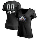 NHL,Custom Winnipeg Jets Women's Personalized Midnight Mascot Logo V-Neck T-Shirt - Black