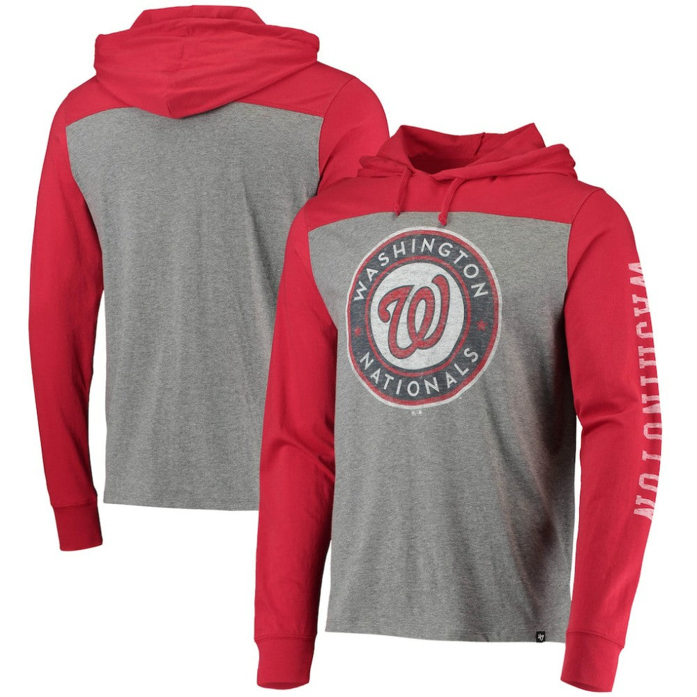 Washington Nationals '47 Franklin Wooster Pullover Hoodie - Heathered Gray/Red Hoodies