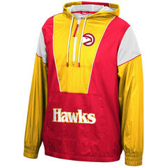 Atlanta Hawks Hardwood Classics Highlight Reel Windbreaker Half-Zip Hoodie Jacket Red/Yellow