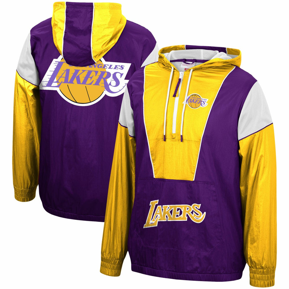 Los Angeles Lakers Hardwood Classics Highlight Reel Windbreaker Half-Zip Hoodie Jacket Purple/Gold