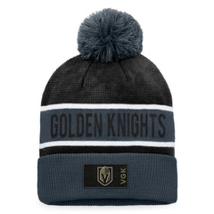NHL Vegas Golden Knights Fanatics Authentic Pro Rink Cuffed Knit Hat with Pom - Gray/Black