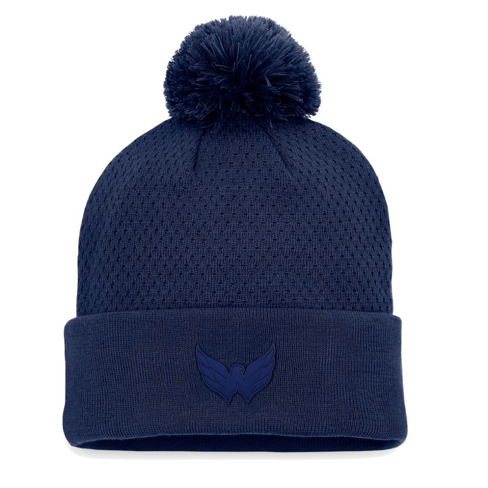 NHL Washington Capitals Fanatics Women's Authentic Pro Road Cuffed Knit Hat with Pom - Navy