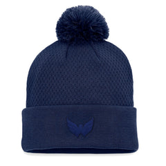 NHL Washington Capitals Fanatics Women's Authentic Pro Road Cuffed Knit Hat with Pom - Navy