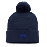 NHL Nashville Predators Fanatics Women's Authentic Pro Road Cuffed Knit Hat with Pom - Navy