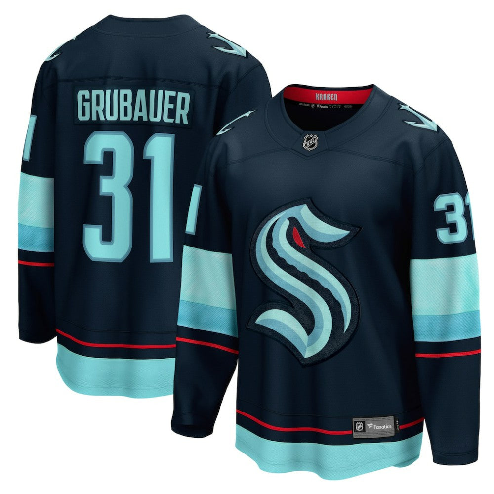 NHL Philipp Grubauer Seattle Kraken Fanatics Home Breakaway Player Jersey - Navy
