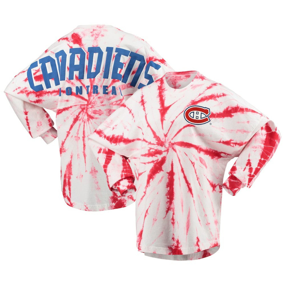 NHL Montreal Canadiens Women's Spiral Tie-Dye Long Sleeve T-Shirt - Red