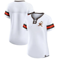 Cleveland Browns Women's Brownie The Elf Gridiron Classics Sunday Best Lace-Up T-Shirt White