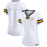 Pittsburgh Steelers Women's Sunday Best Lace-Up T-Shirt White