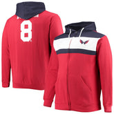 NHL Alexander Ovechkin Washington Capitals Profile Big & Tall Colorblock Full-Zip Hoodie - Red