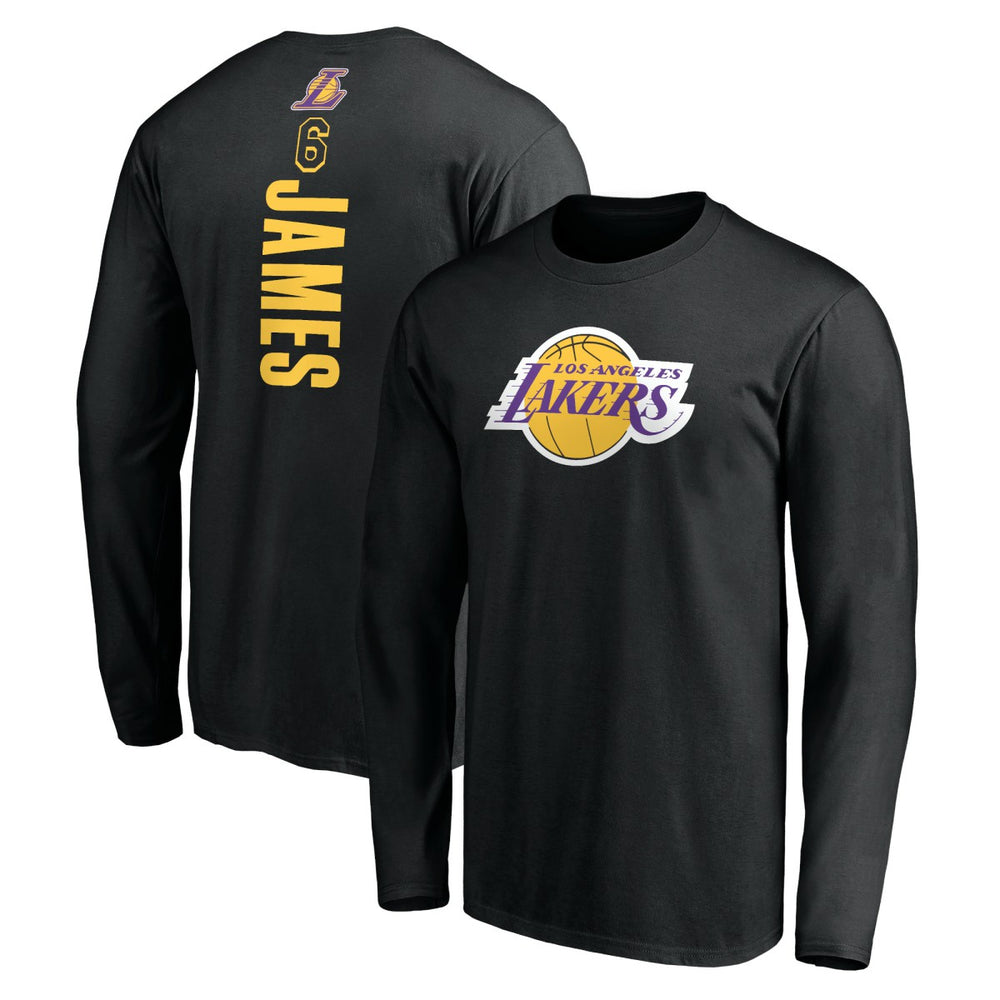 LeBron James Los Angeles Lakers #6 Playmaker Name & Number Long Sleeve T-Shirt Black