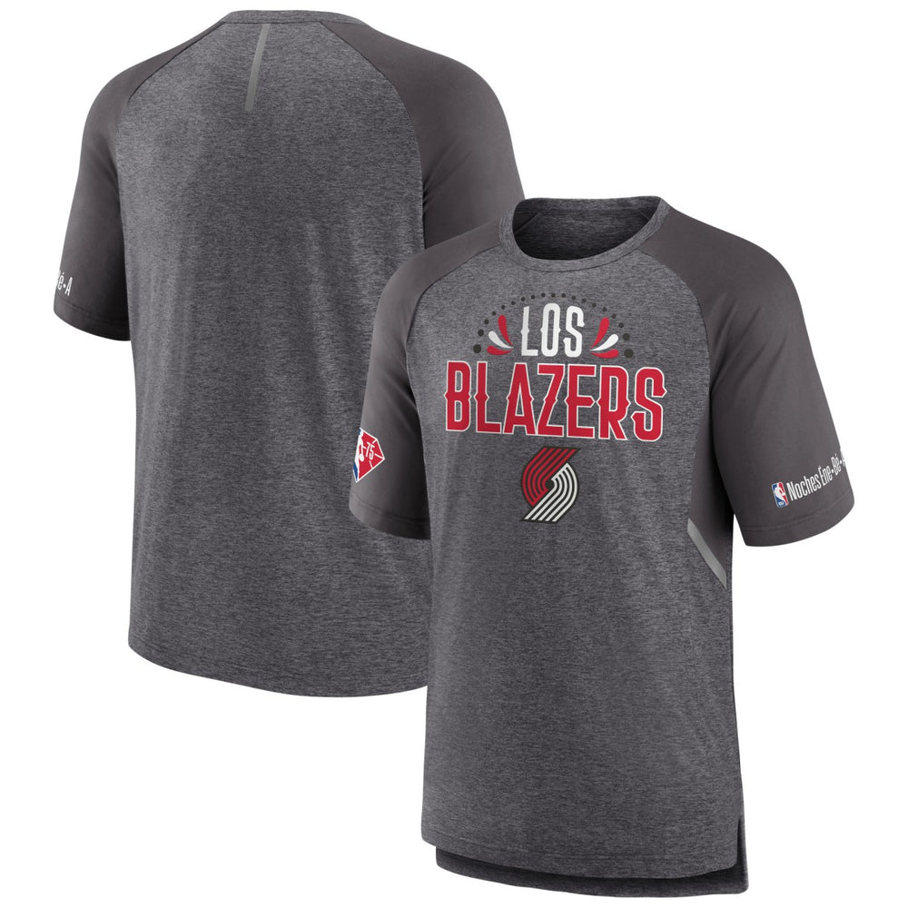 Portland Trail Blazers 2022 Noches Ene-Be-A Core Shooting Raglan T-Shirt Heathered Gray