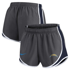 Los Angeles Chargers Women's Team Logo Performance Tempo Shorts Charcoal