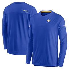 Los Angeles Rams Sideline Coach Chevron Lock Up Long Sleeve V-Neck Performance T-Shirt Royal