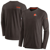 Cleveland Browns Sideline Coach Chevron Lock Up Long Sleeve V-Neck Performance T-Shirt Brown