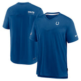 Indianapolis Colts Sideline Coach Chevron Lock Up Logo V-Neck Performance T-Shirt Royal