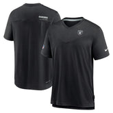 Las Vegas Raiders Sideline Coach Chevron Lock Up Logo V-Neck Performance T-Shirt Black