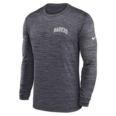 Las Vegas Raiders Sideline Velocity Athletic Stack Performance Long Sleeve T-Shirt Charcoal