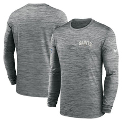 New Orleans Saints Sideline Velocity Athletic Stack Performance Long Sleeve T-Shirt Gray