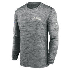 New Orleans Saints Sideline Velocity Athletic Stack Performance Long Sleeve T-Shirt Gray