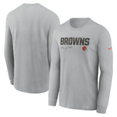 Cleveland Browns Sideline Infograph Lock Up Performance Long Sleeve T-Shirt Silver