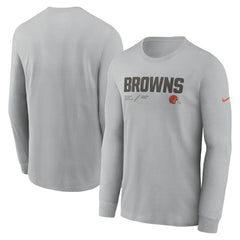 Cleveland Browns Sideline Infograph Lock Up Performance Long Sleeve T-Shirt Silver