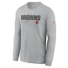 Cleveland Browns Sideline Infograph Lock Up Performance Long Sleeve T-Shirt Silver