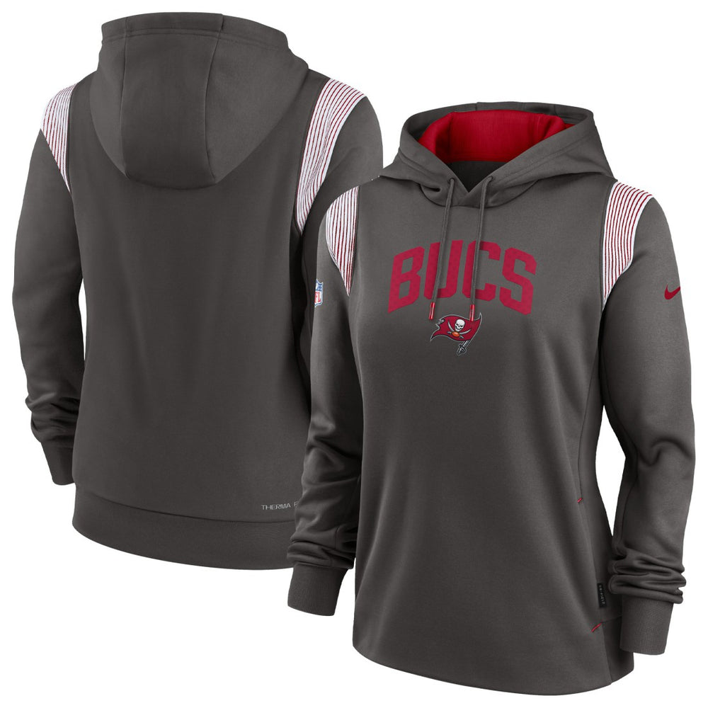Tampa Bay Buccaneers Women's Sideline Stack Performance Pullover Hoodie Pewter