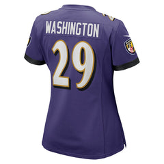 NFL Ar'Darius Washington Baltimore Ravens Women's Player Game Jersey - Purple