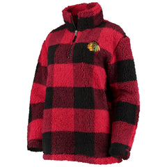 NHL Chicago Blackhawks G-III 4Her by Carl Banks Women's Plaid Sherpa Quarter-Zip Jacket - Red/Black