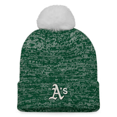Athletics Fanatics Women's Iconic Cuffed Knit Hat with Pom - Green/White Hats