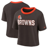 Cleveland Browns Women's High Hip Fashion Cropped Top Brown