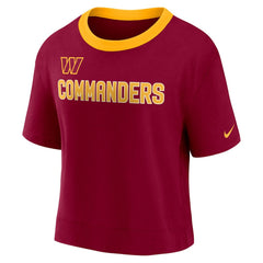 Washington Commanders Women's High Hip Fashion Cropped Top Burgundy