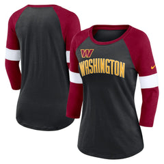 Washington Commanders Women's Football Pride Raglan 3/4-Sleeve T-Shirt Heather Black/Burgundy