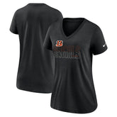 Cincinnati Bengals Women's Lock Up Tri-Blend V-Neck T-Shirt Heathered Black