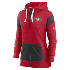 San Francisco 49ers Women's Monaco Lightweight Full-Zip Hoodie Scarlet/Heather Black