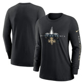 New Orleans Saints Women's Prime Split Long Sleeve T-Shirt Black