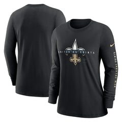 New Orleans Saints Women's Prime Split Long Sleeve T-Shirt Black
