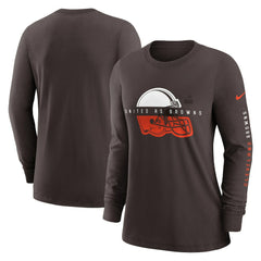 Cleveland Browns Women's Prime Split Long Sleeve T-Shirt Brown