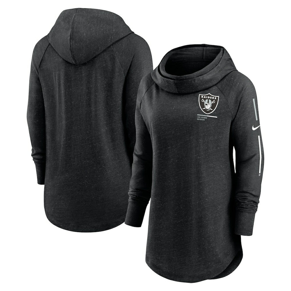 Las Vegas Raiders Women's Minimal Statement Lightweight Raglan Funnel Neck Pullover Hoodie Black