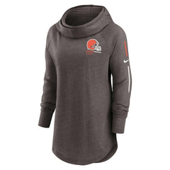 Cleveland Browns Women's Minimal Statement Lightweight Raglan Funnel Neck Pullover Hoodie Brown