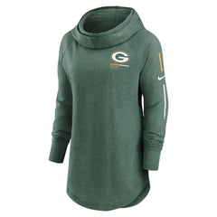 Green Bay Packers Women's Minimal Statement Lightweight Raglan Funnel Neck Pullover Hoodie Heather Green