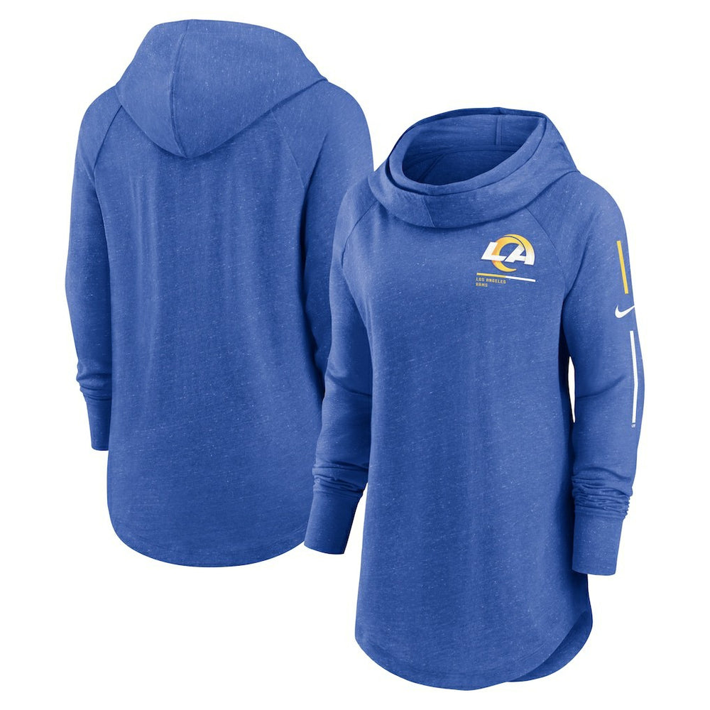 Los Angeles Rams Women's Minimal Statement Lightweight Raglan Funnel Neck Pullover Hoodie Royal