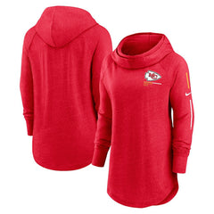 Kansas City Chiefs Women's Minimal Statement Lightweight Raglan Funnel Neck Pullover Hoodie Red