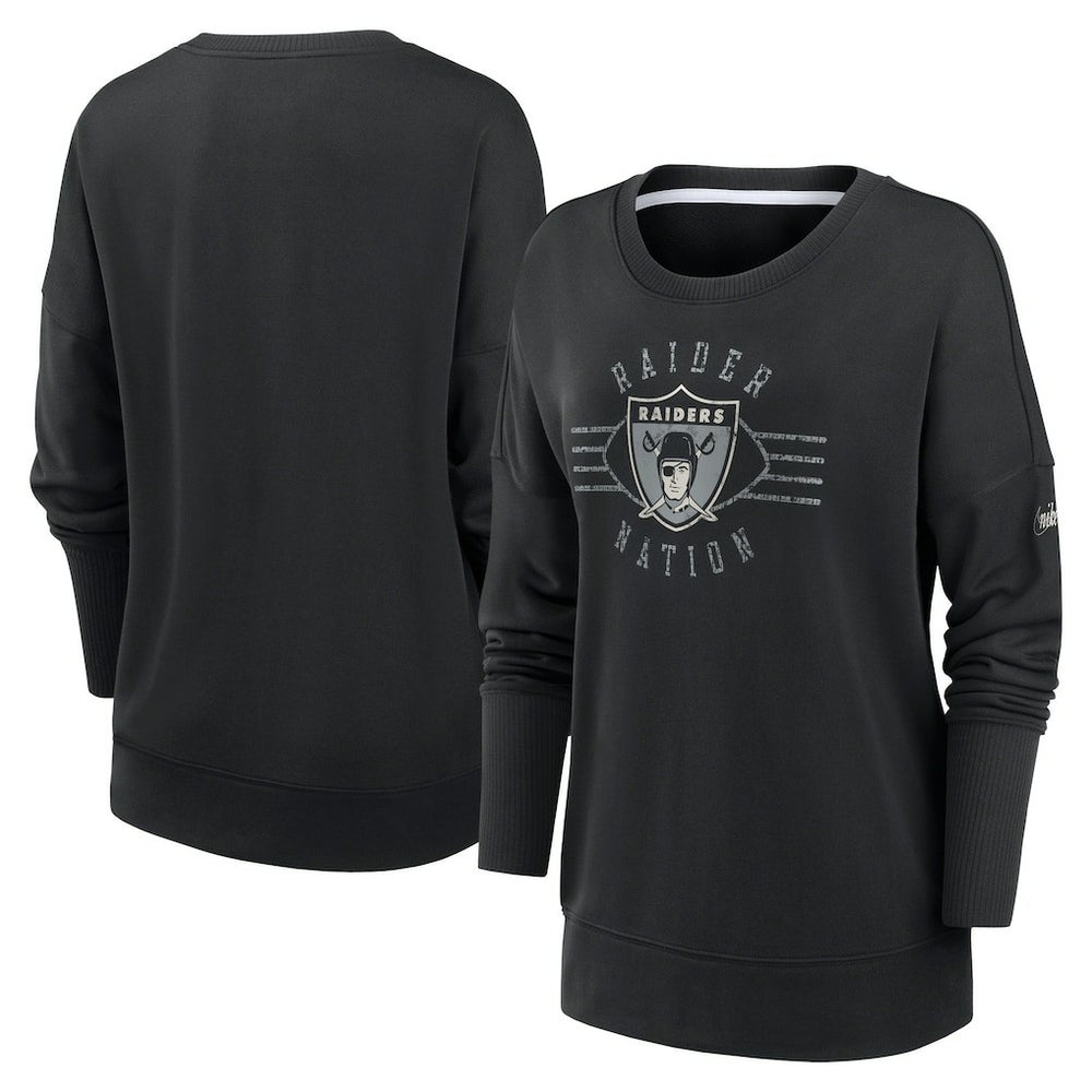 Las Vegas Raiders Women's Rewind Playback Icon Performance Pullover Sweatshirt Black