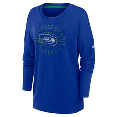 Seattle Seahawks Women's Rewind Playback Icon Performance Pullover Sweatshirt Royal