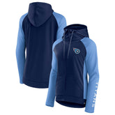 Tennessee Titans Women's End Around Lightweight Raglan Full-Zip Hoodie Jacket Navy/Light Blue
